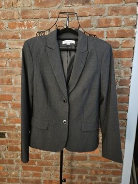 Calvin Klein Size 12 Women’s Charcoal Gray Tailored Blazer